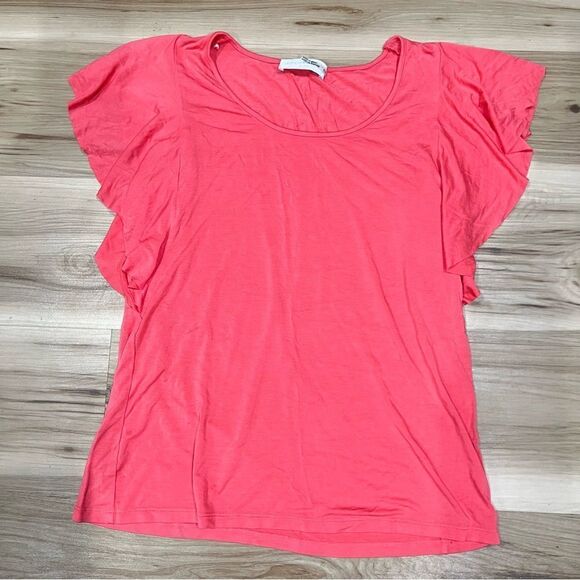 Adrienne Vittadini Pink Ruffle Sleeve Blouse Women’s Small - Picture 1 of 4
